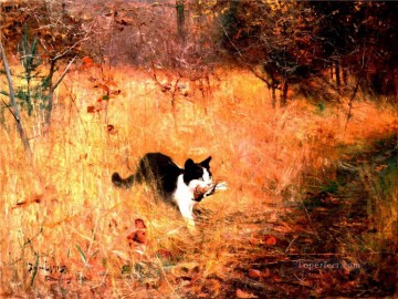 猫が鳥を捕まえた Oil Paintings
